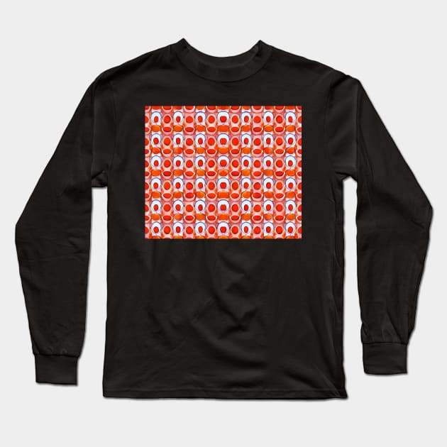 Orange Aesthetic Repeating Circles Pattern Long Sleeve T-Shirt by BubbleMench